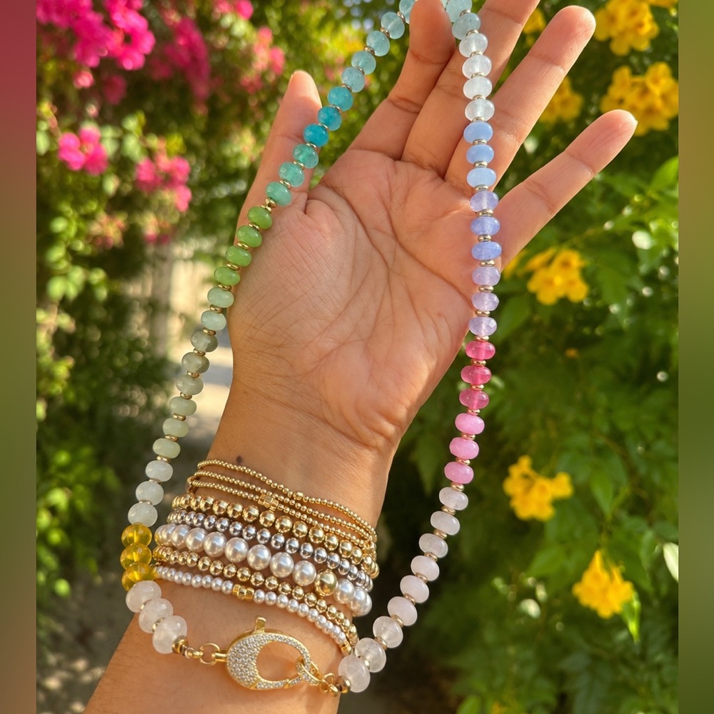 Multicolor Beaded Womenβs Necklace - Lightweight Gemstone Style